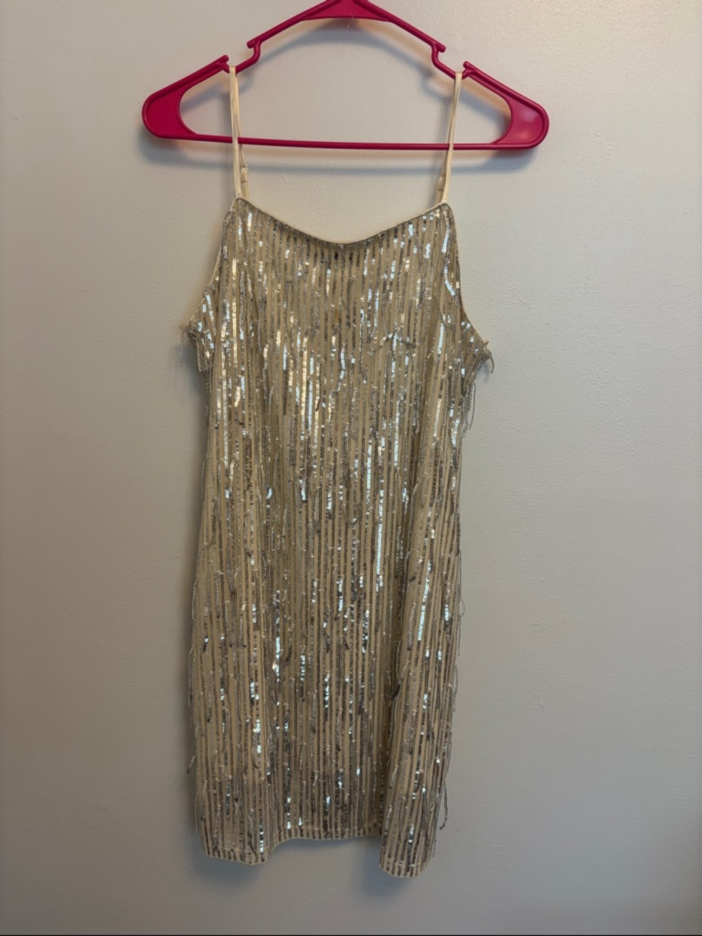 Blue Rain Champagne Sequin Mini Slip Dress